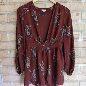 Ecoté Burnt Sienna Plunging Romper
